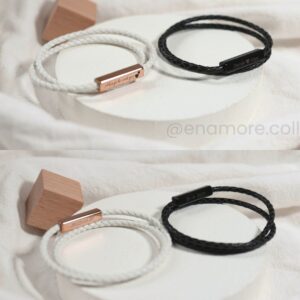 雙環磁吸個性化皮革手環|Engraved Leather Magnetic Steel Bracelet