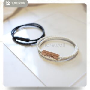 雙環磁吸個性化皮革手環｜Engraved Leather Magnetic Steel Bracelet