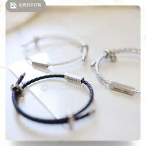 可調節尺寸個性化皮革手環｜Engraved Leather Modifiable Steel Bracelet