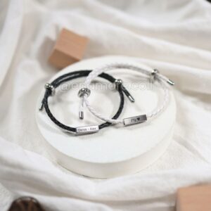 可調節尺寸個性化皮革手環|Engraved Leather Modifiable Steel Bracelet
